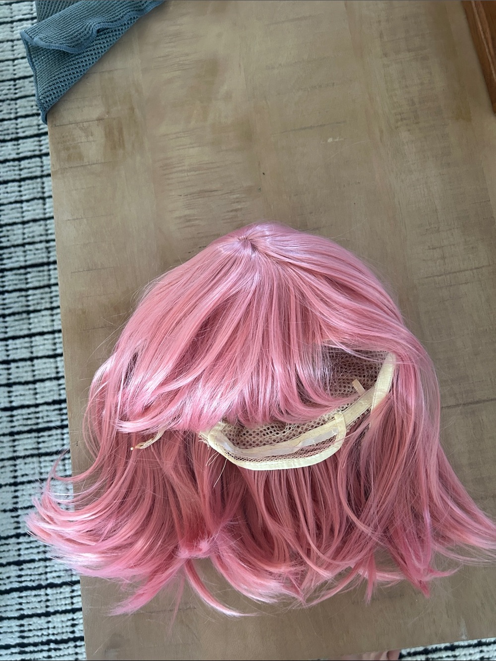 Pink Short Layered Women’s Wig with Bangs